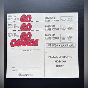 Go Canada! Canada - USSR Historic hockey game postcard